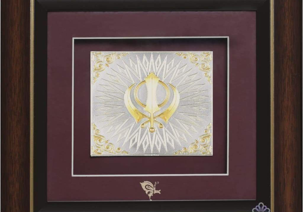 Pure Silver God Photo Frame of Khalsa Khanda by Isvara