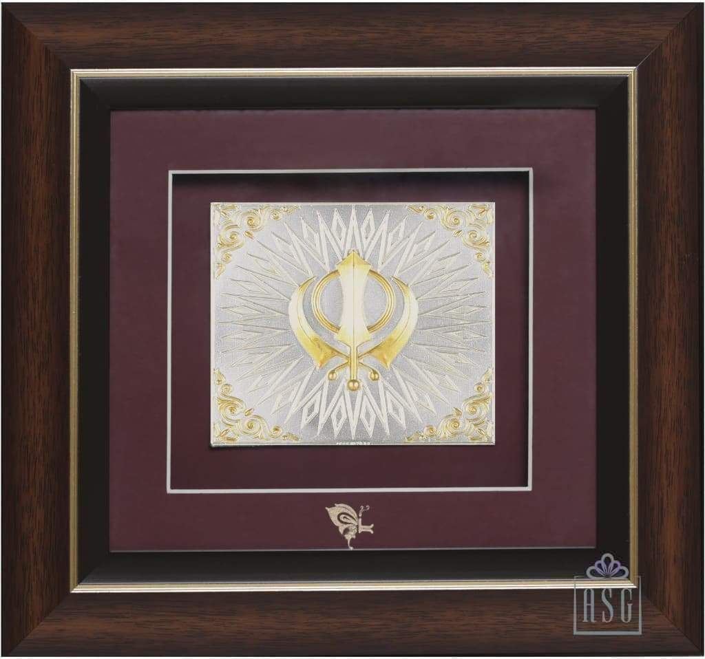 Pure Silver God Photo Frame of Khalsa Khanda by Isvara