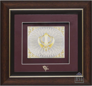 Pure Silver God Photo Frame of Khalsa Khanda by Isvara