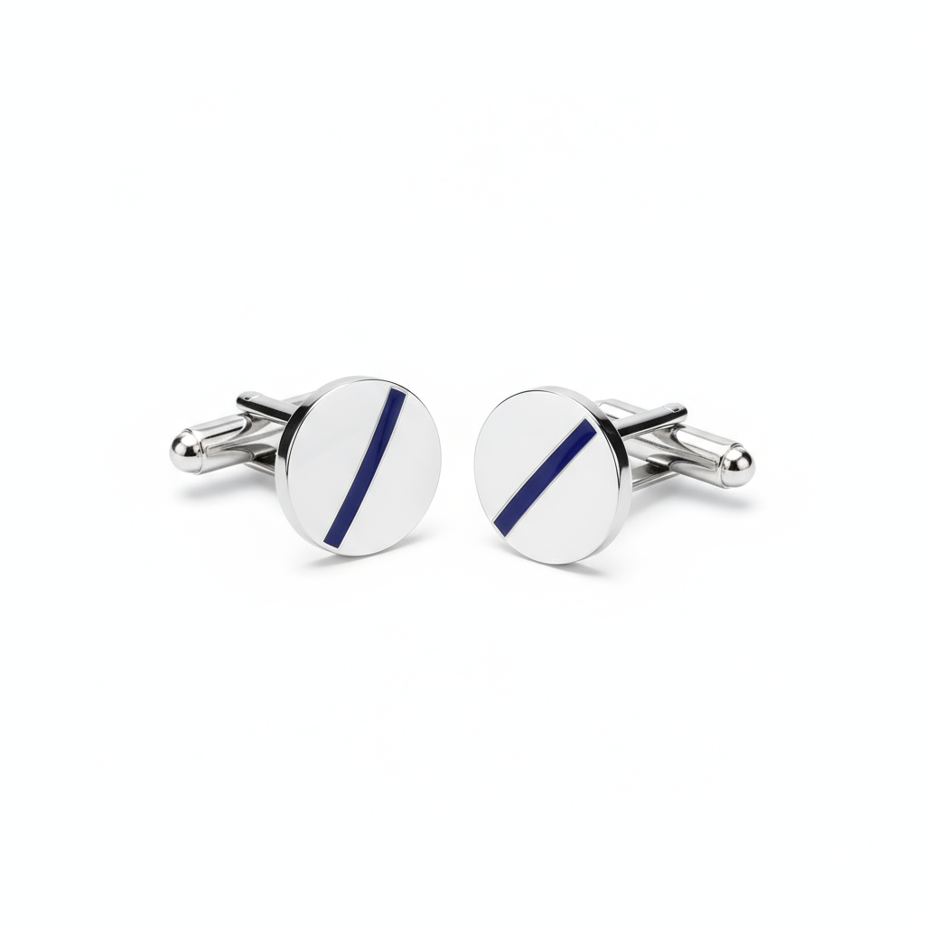 Oval with Linear Enamelled Cufflink
