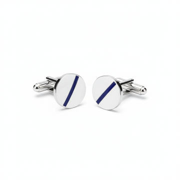 Oval with Linear Enamelled Cufflink