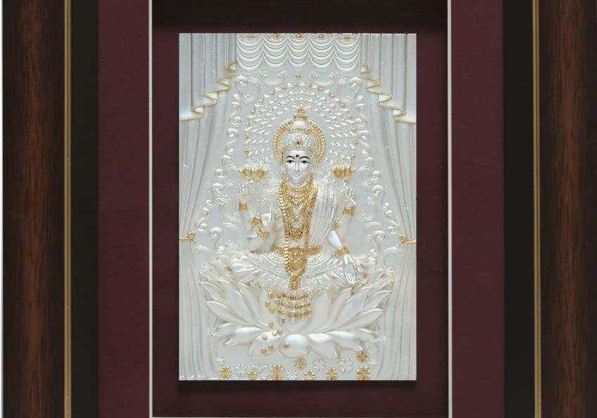 Pure Silver God Photo Frame of Goddess Lakshmi by Isvara