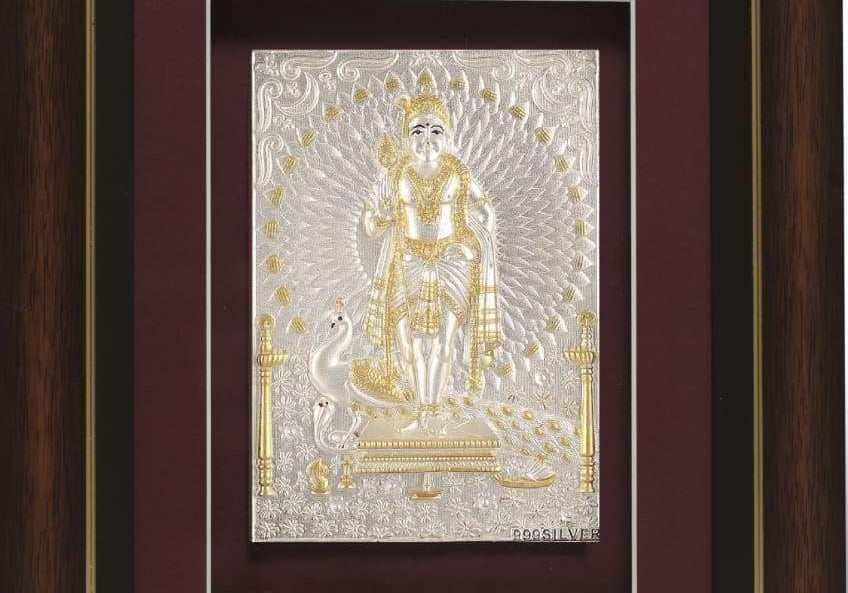 Pure Silver God Photo Frame of Murugan by Isvara