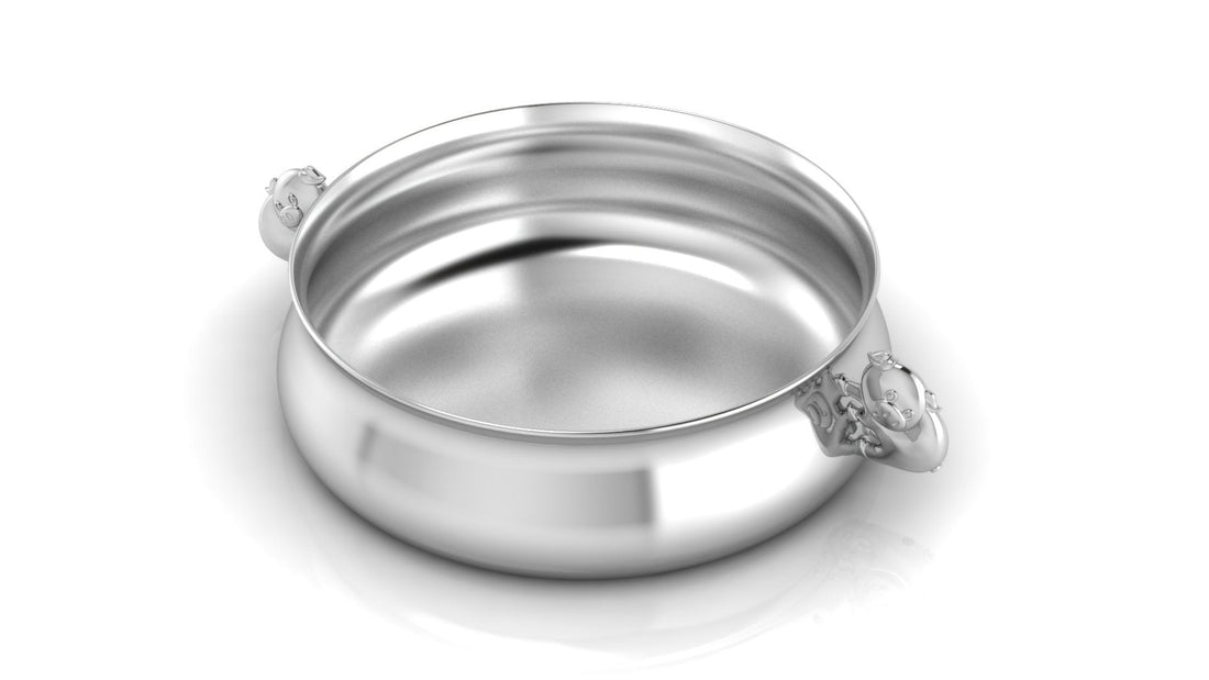Silver Plated Gift Set For Baby - Hamper With Piggy Bowl And Spoon Fork Set Pink Hampers