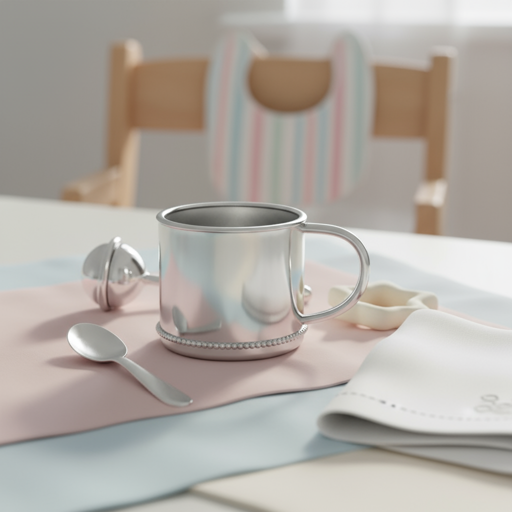 Beaded Classic Cup with Plain Handle-Engraveable
