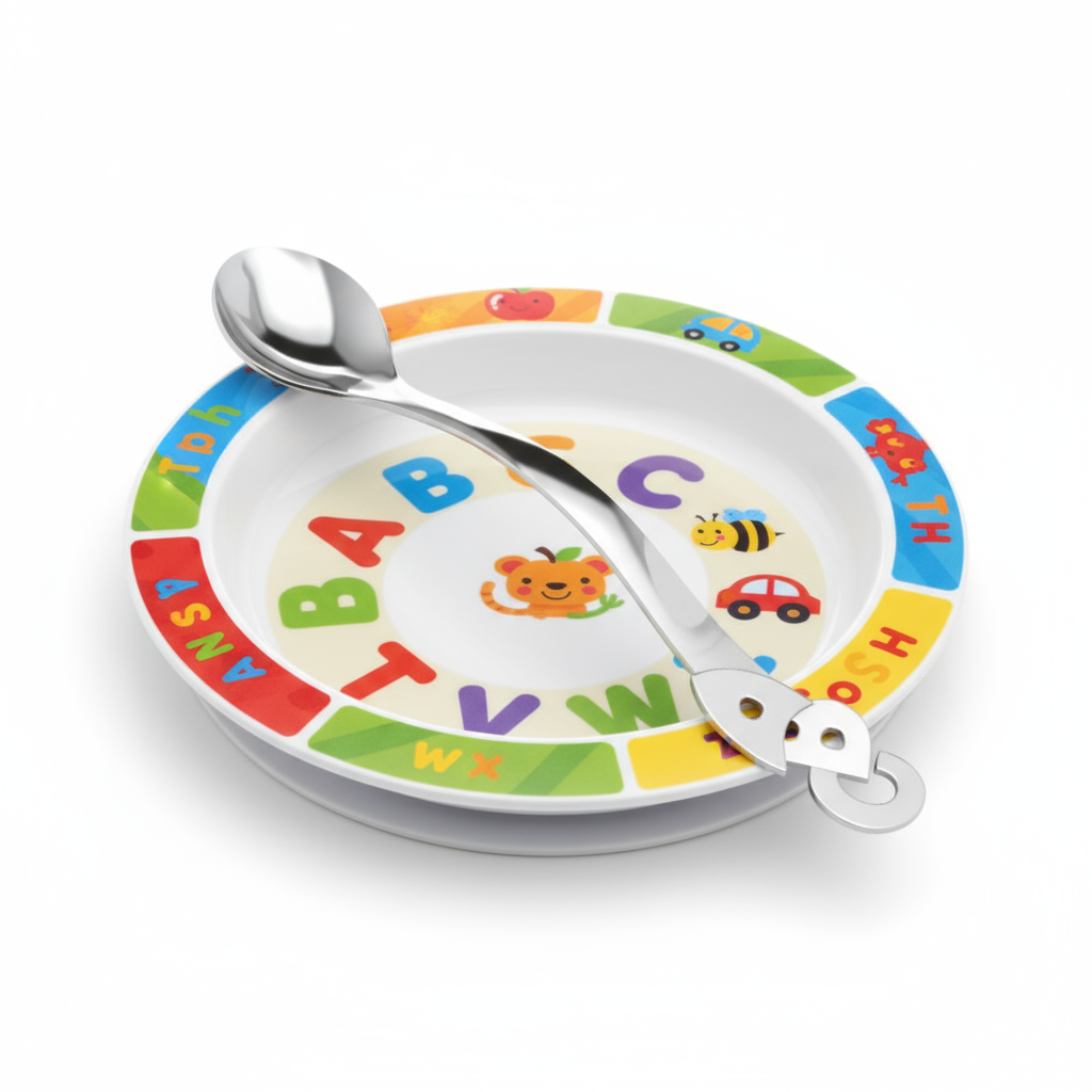 ABC Curved Handle Feeding spoon-Engraveable