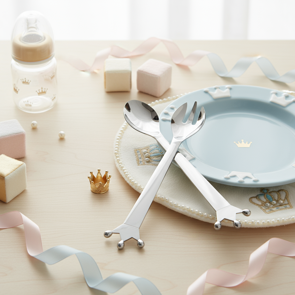 Majestic Crown Spoon & Fork- Engraveable