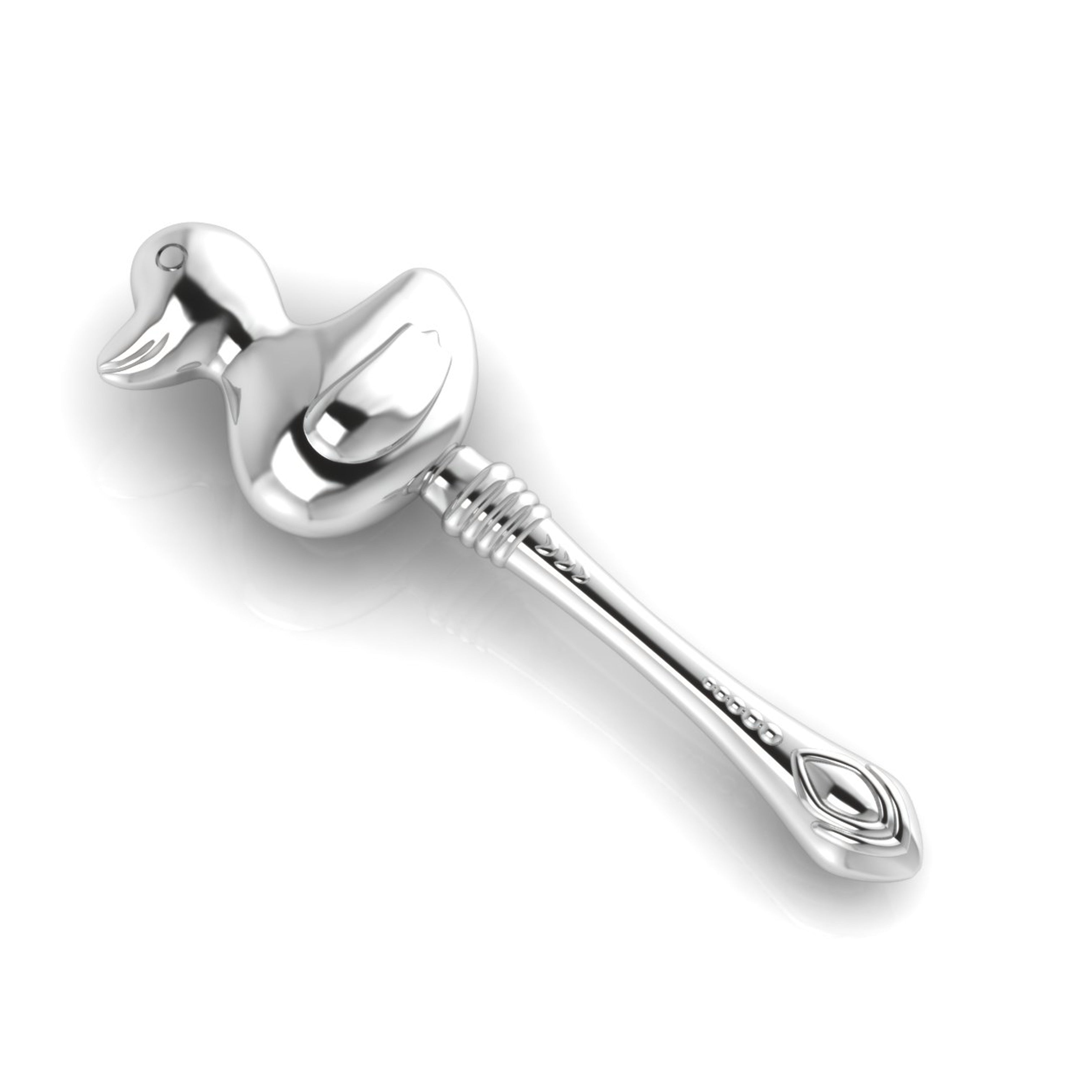 Sterling Silver Engravable Duck Stick Rattle – Krysaliis Solid Silver