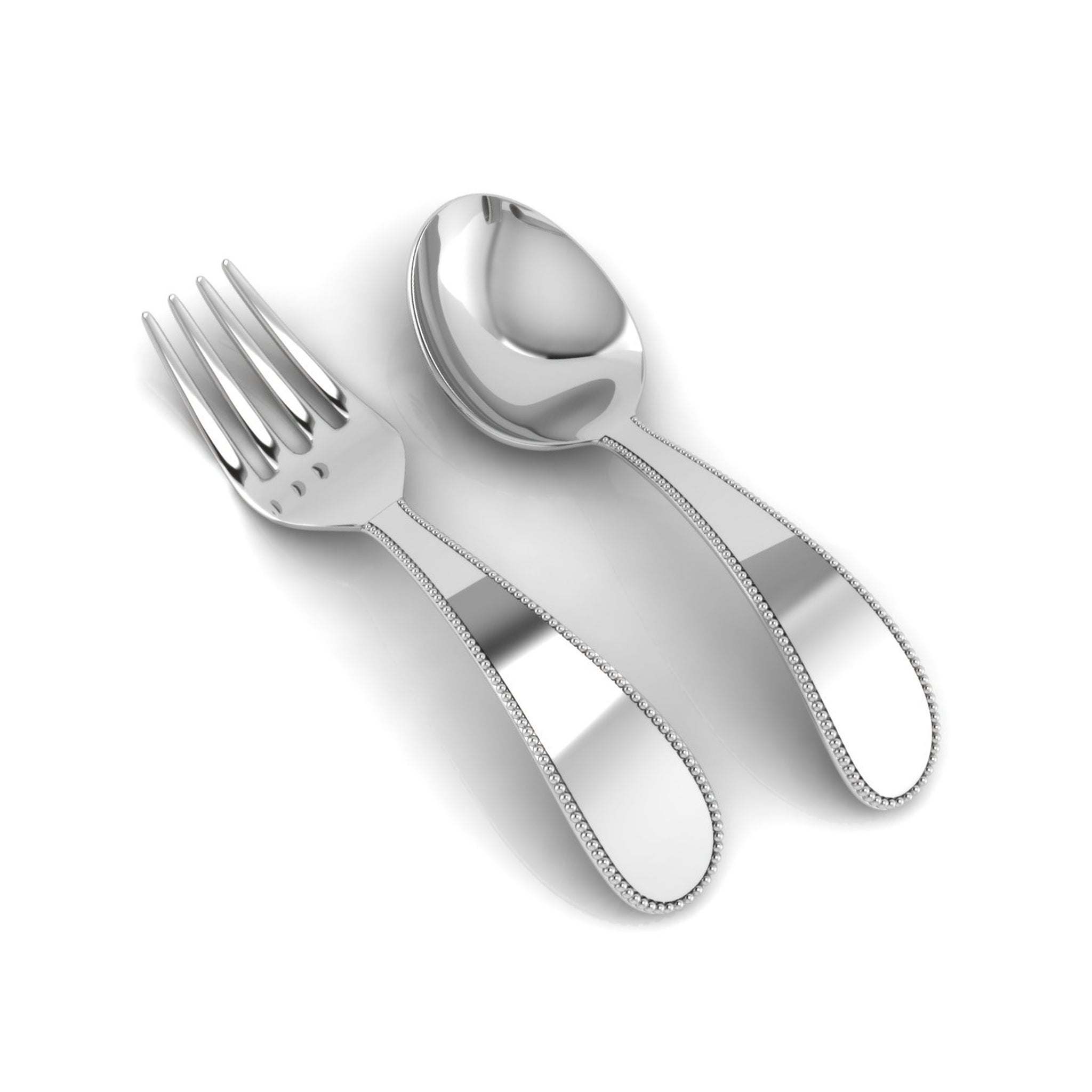 Classic Beaded Spoon & Fork- Engraveable