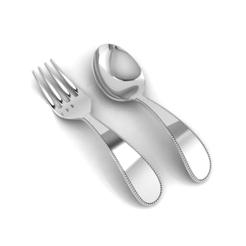 Classic Beaded Spoon & Fork- Engraveable