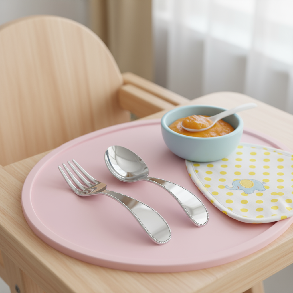 Classic Beaded Spoon & Fork- Engraveable