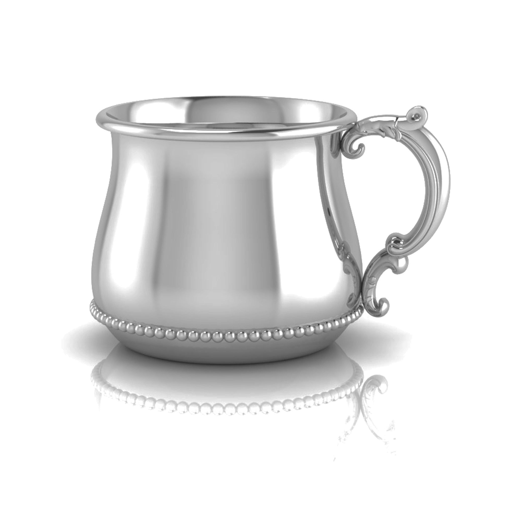 Beaded Bulge Cup with Victorian Handle-Engraveable