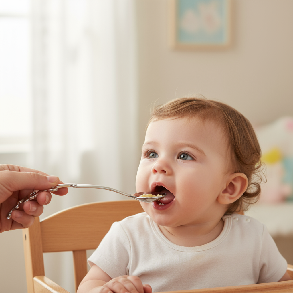 123 Curved Handle Feeding Spoon-Engraveable