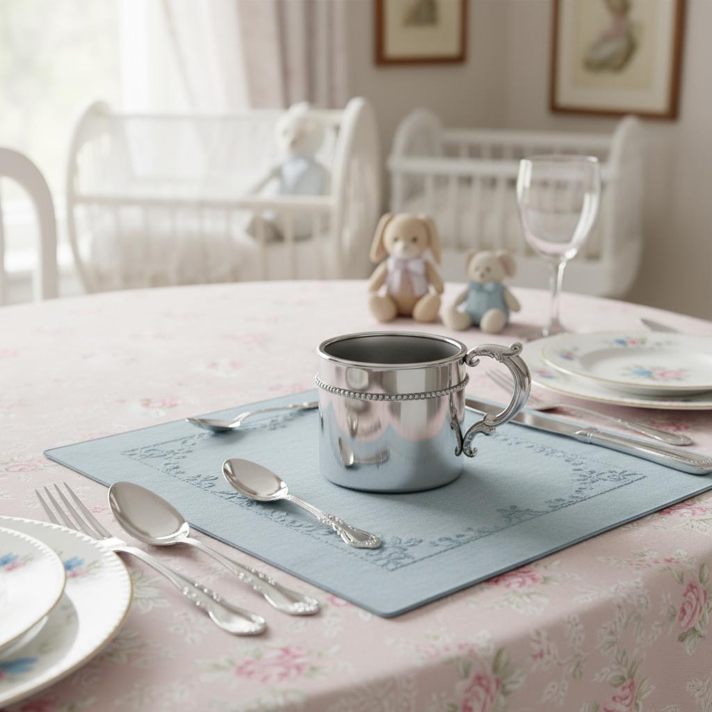 Beaded Classic Cup with Victorian Handle-Engraveable