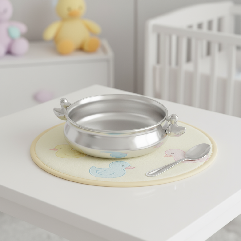 Duck Feeding Porringer-Engraveable