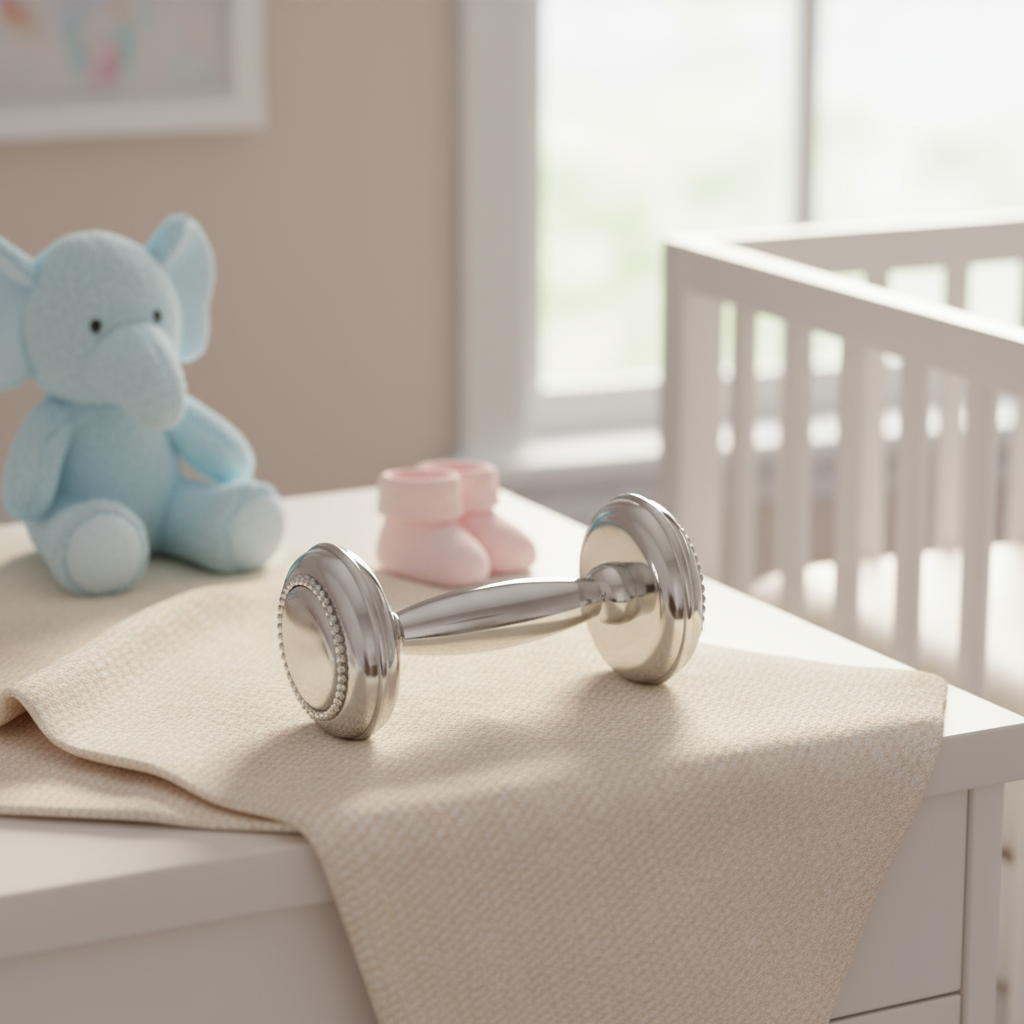 Beaded Dumbbell Rattle- Engraveable