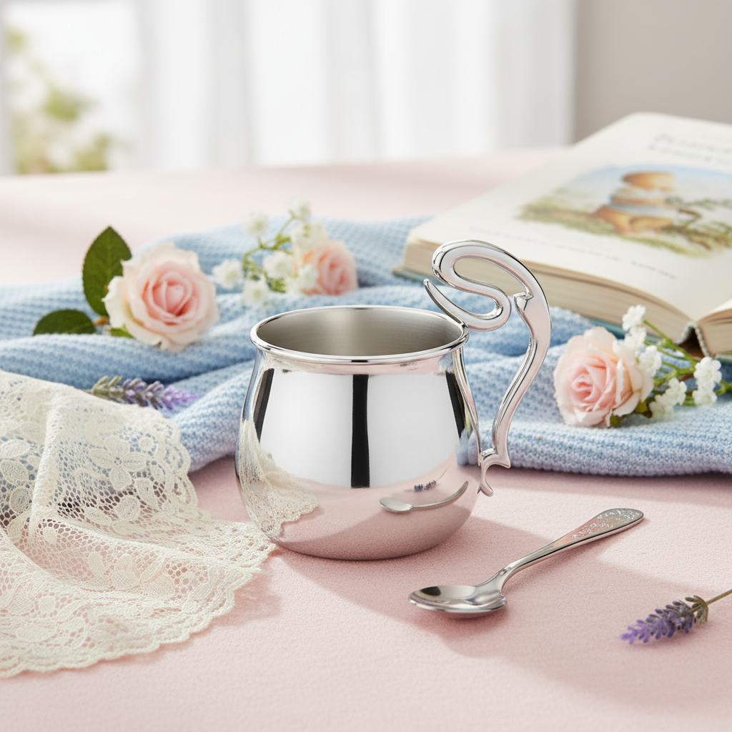 Bulge Cup with Curved Handle-Engraveable