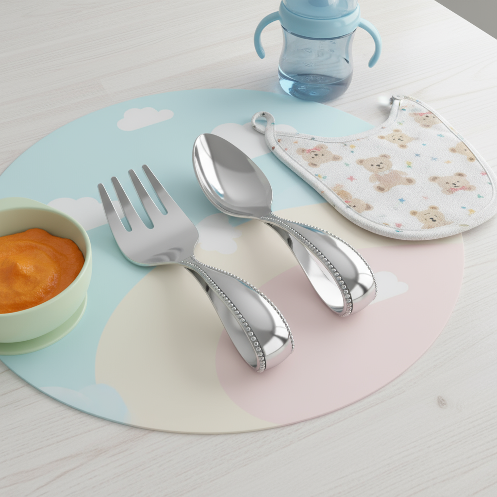 Beaded Loop Spoon & Fork- Engraveable