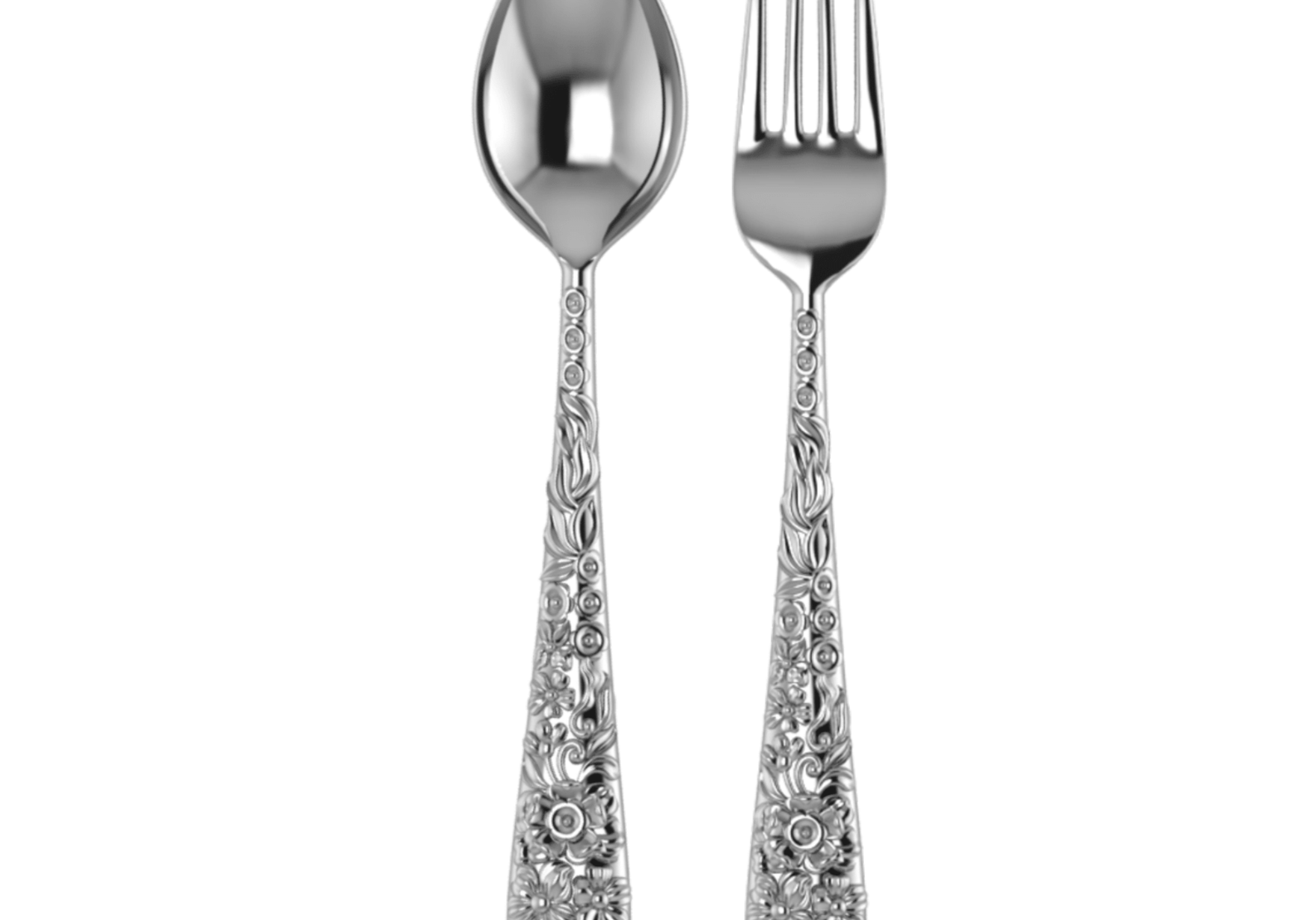 Sterling Silver Dinner Spoon & Fork Set - The Rosa Collection