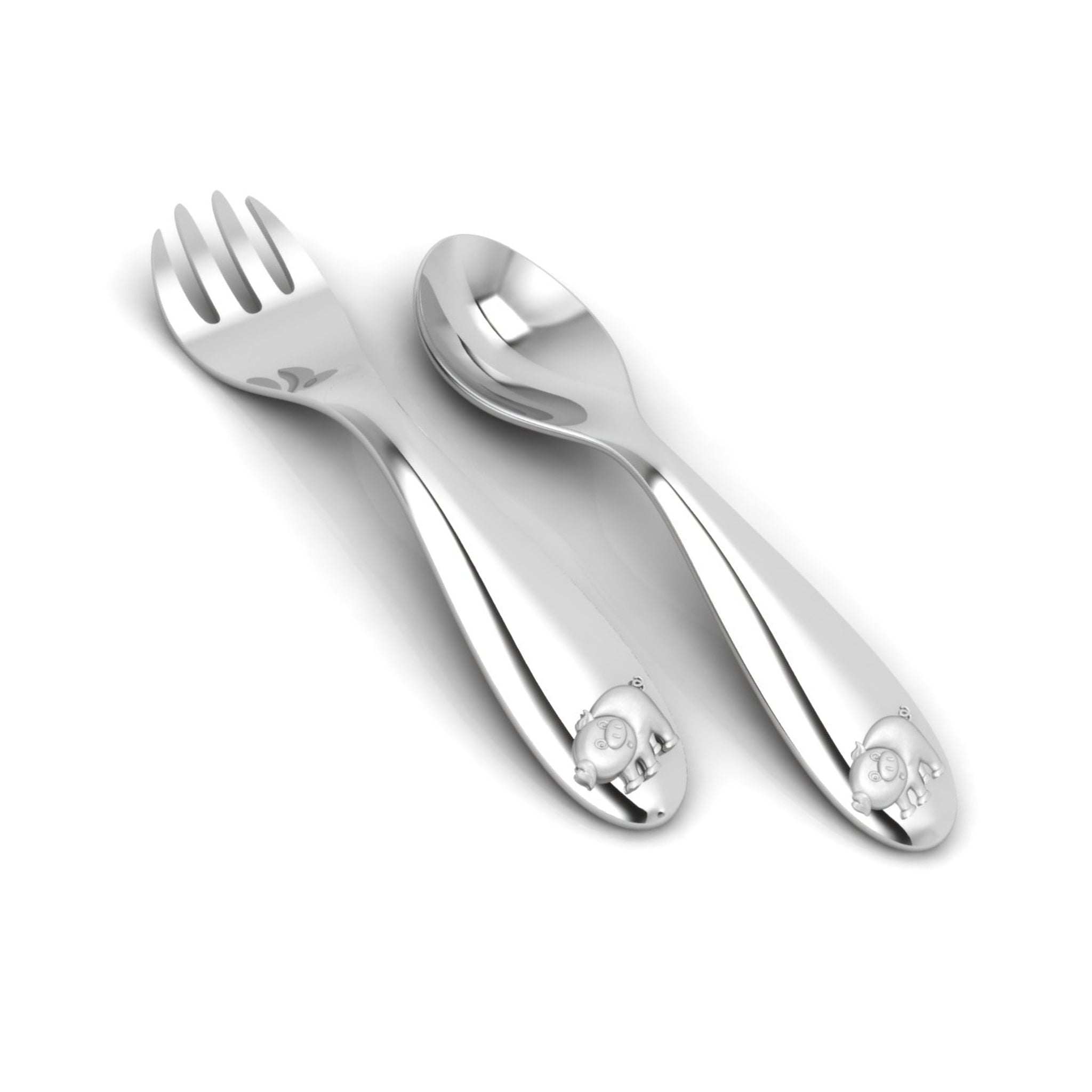 Piggy Embossed Spoon Fork Set- Engraveable