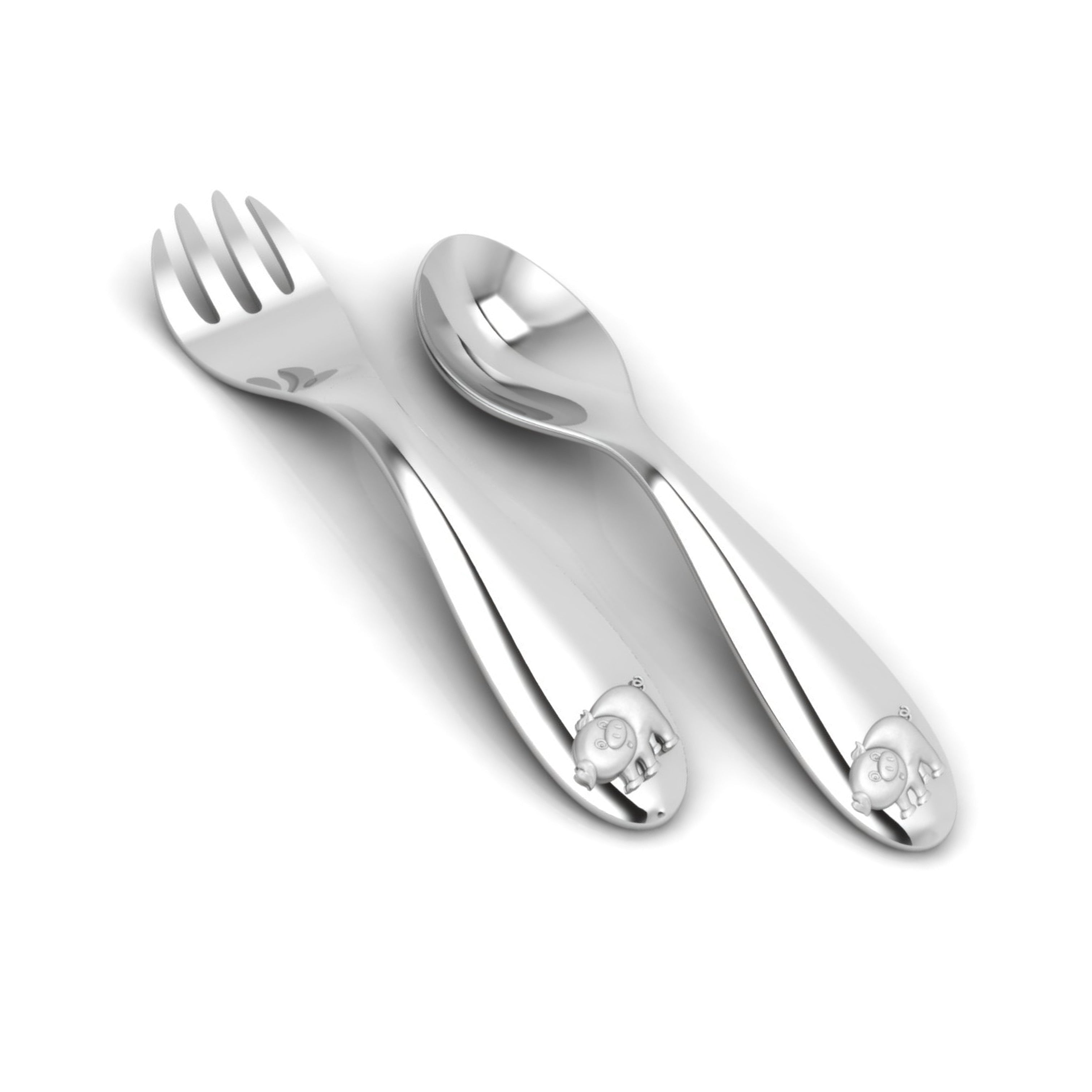 Piggy Embossed Spoon Fork Set- Engraveable