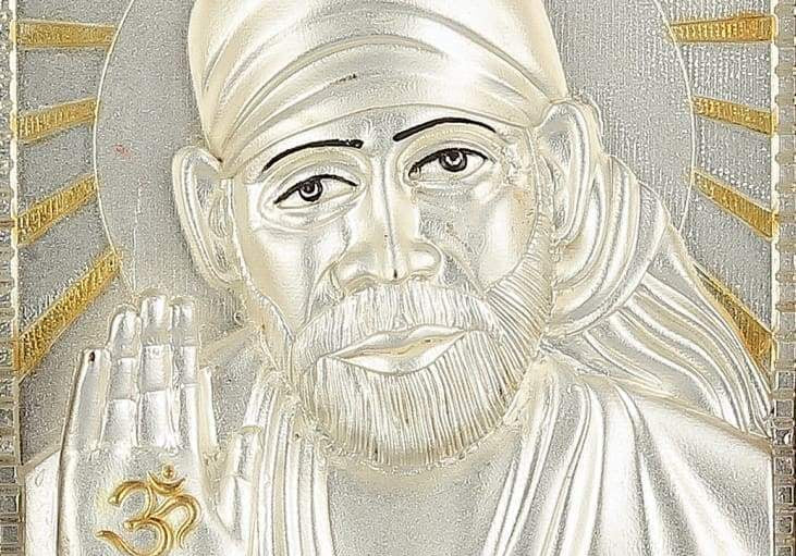 Pure Silver God Photo Frame of Sai Baba face by Isvara