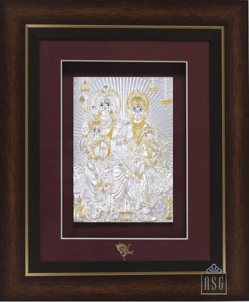 Pure Silver God Photo Frame of Shiv Parivaar by Isvara