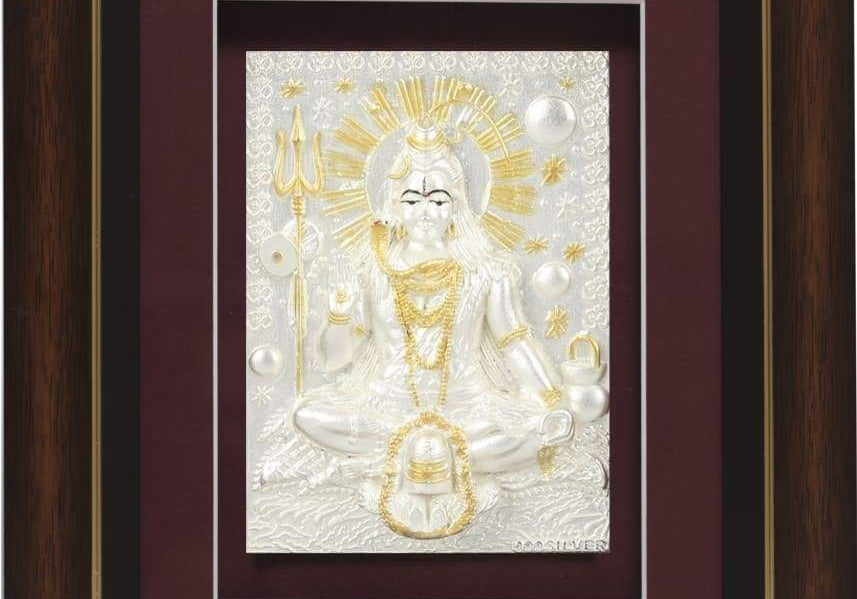 Pure Silver God Photo Frame of Lord Shiva by Krysaliis Isvara