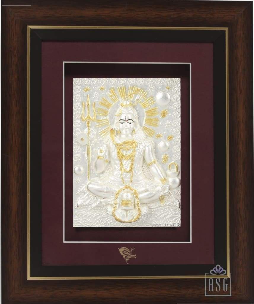 Pure Silver God Photo Frame of Lord Shiva by Krysaliis Isvara