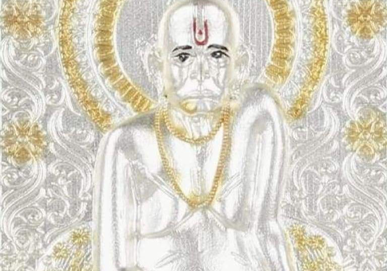 Pure Silver God Photo Frame of Shree Swami Samarth by Isvara