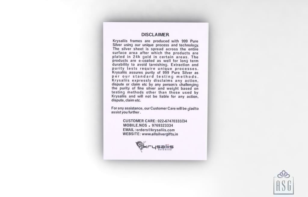 Pure Silver God Photo Frame of Shreenathji by Isvara