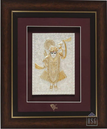 Pure Silver God Photo Frame of Shreenathji by Isvara
