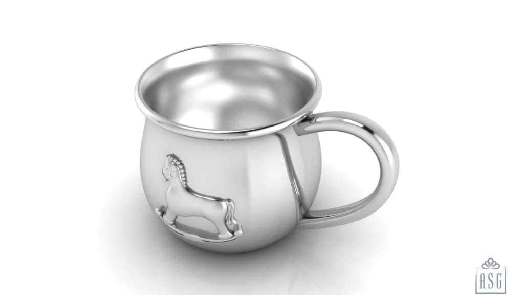 Silver Plated Baby Cup with an embossed Horse