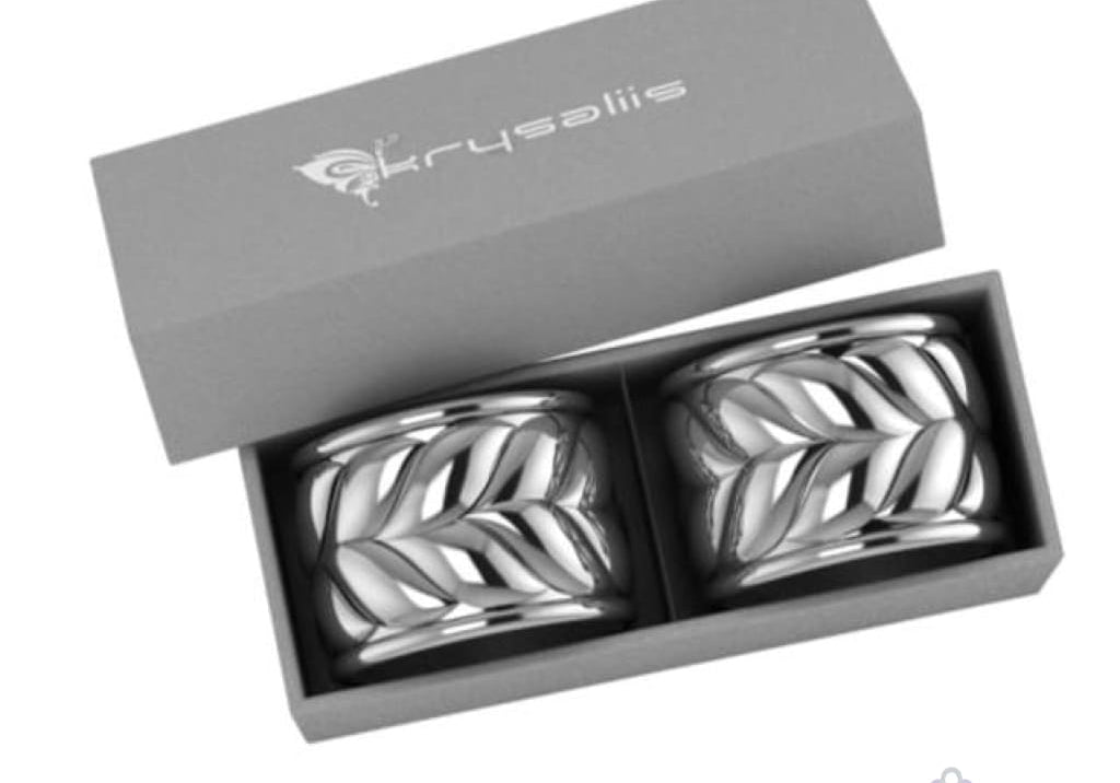 Silver Plated Napkin Ring Set of 2 - Interlace