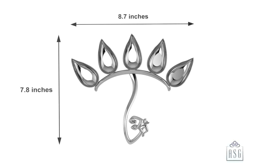 Silver Puja Diya - Five Diyas With Om Handle By Isvara Pooja Items