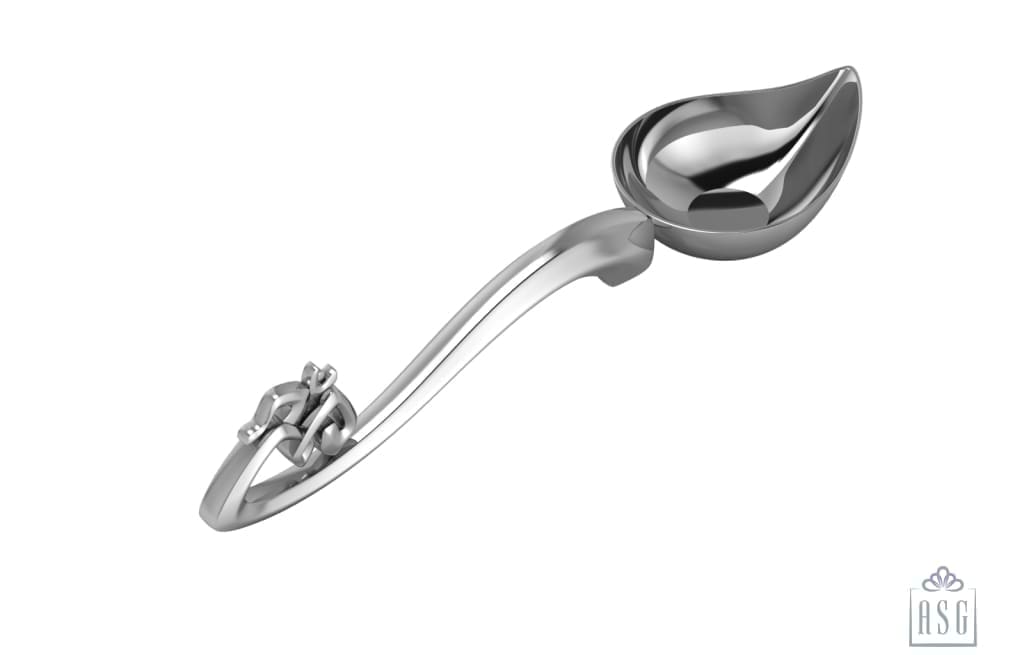 Silver Puja Diya - Single Diya With Om Handle By Isvara Pooja Items