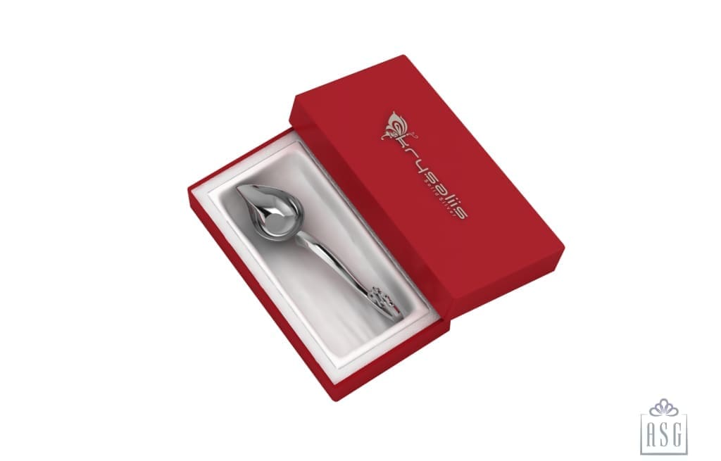 Silver Puja Diya - Single Diya With Om Handle By Isvara Pooja Items