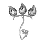 Silver Plated Om Three Diya For Puja - Isvara Pooja Items