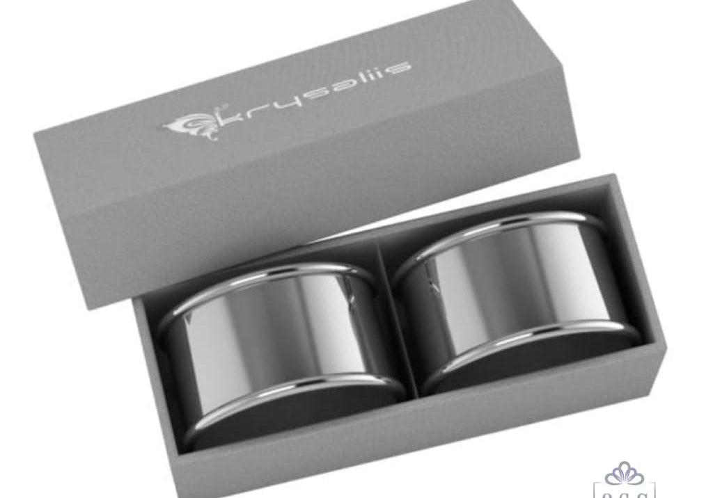 Silver Plated Napkin Ring Set of 2 - Classic Oval