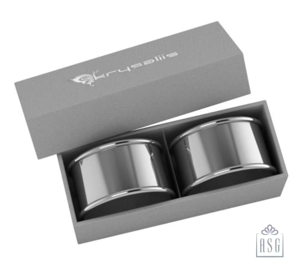 Silver Plated Napkin Ring Set of 2 - Classic Oval