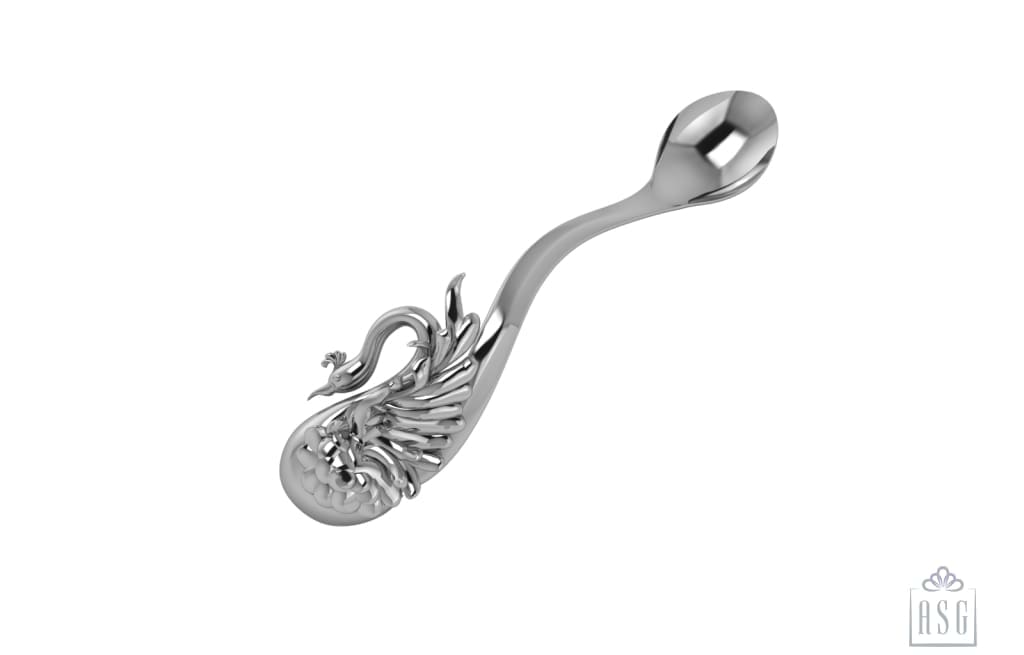 Silver Puja Spoon With Peacock Handle By Isvara Pooja Items