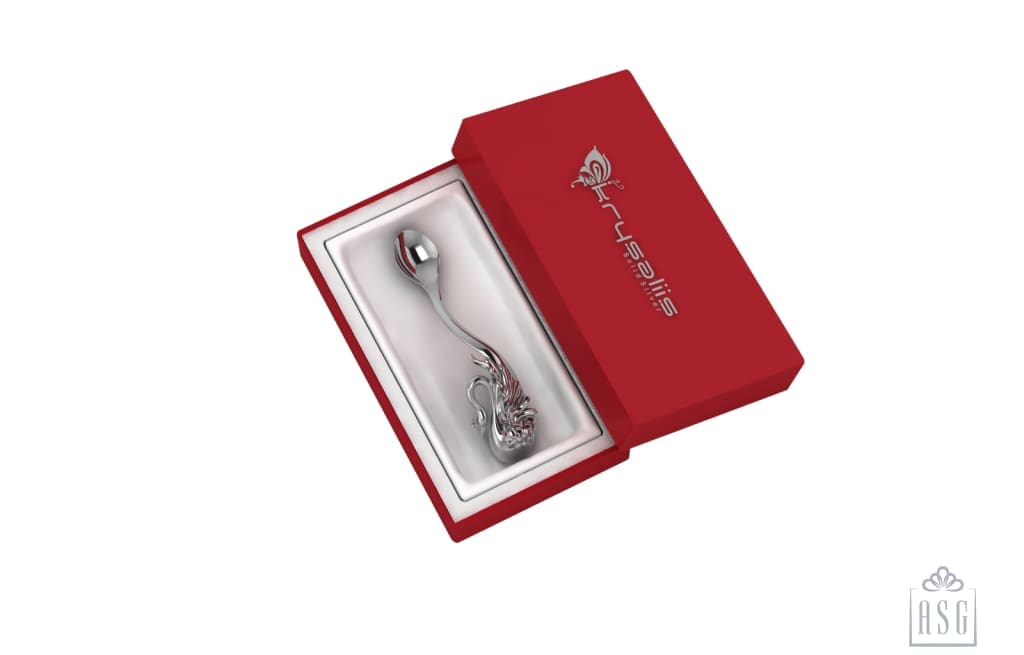 Silver Puja Spoon With Peacock Handle By Isvara Pooja Items