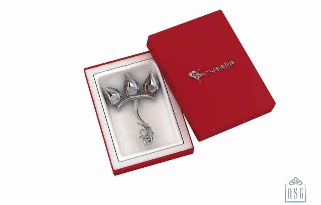 Silver Plated Peacock Three Diya For Puja - Isvara Pooja Items