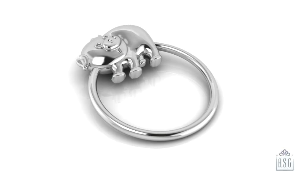 Silver Plated Piggy Ring Baby Rattle