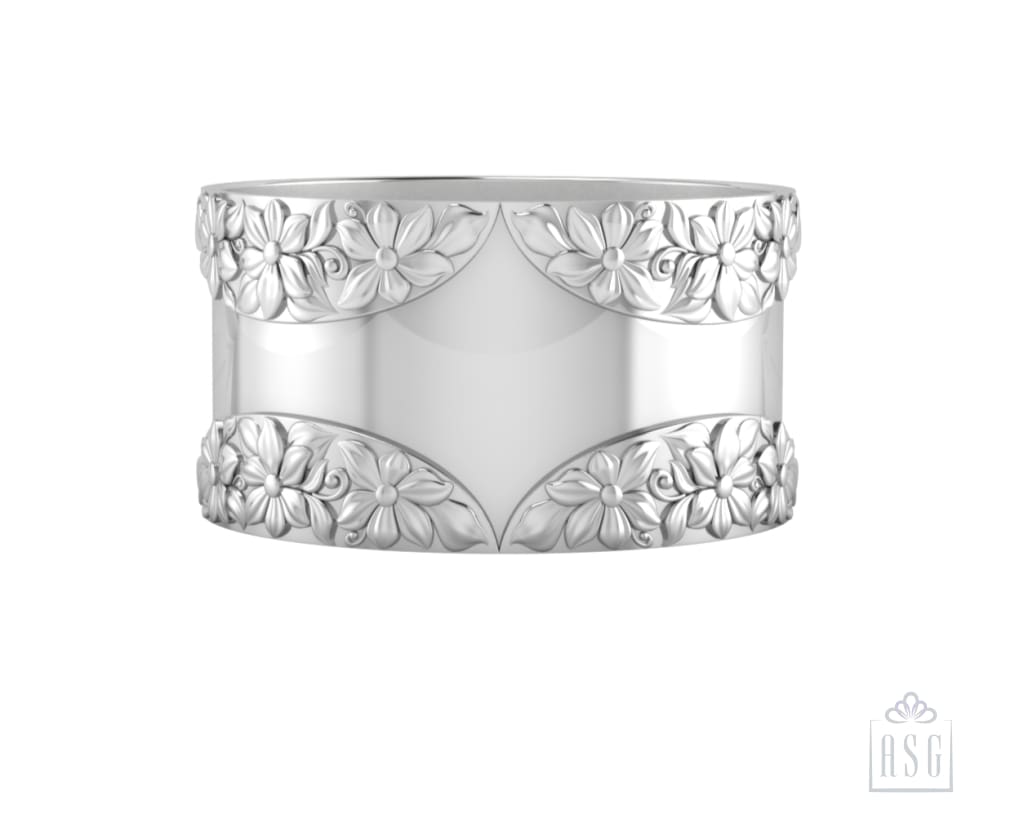 Silver Plated Napkin Ring Set of 2 - Rosa