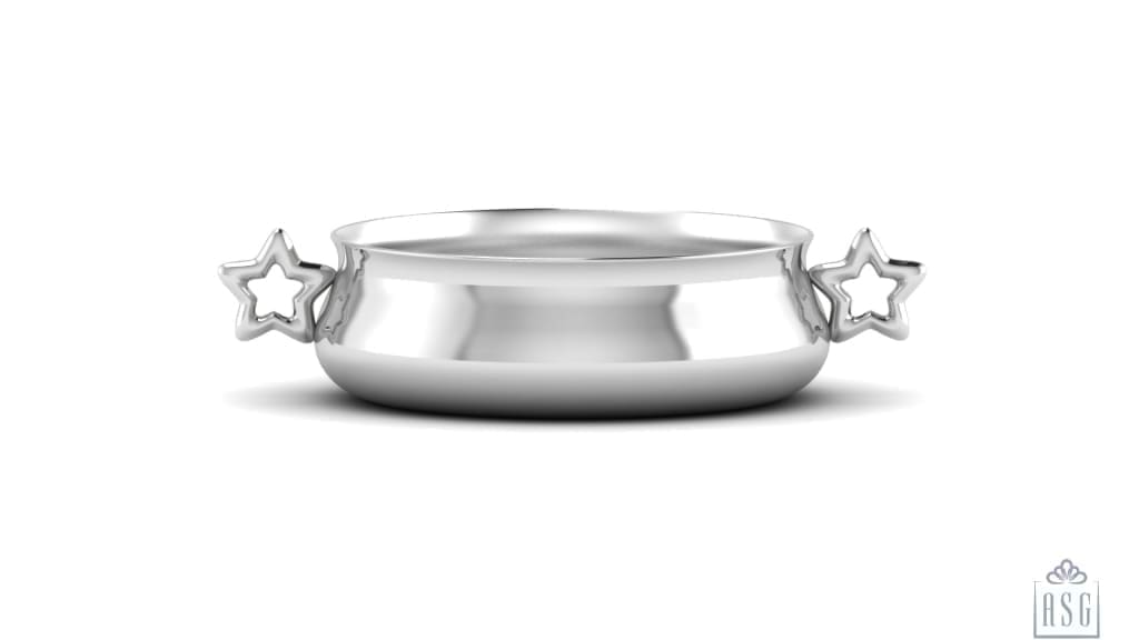 Silver Plated Bowl for Baby & Child - Star Handle Feeding Porringer