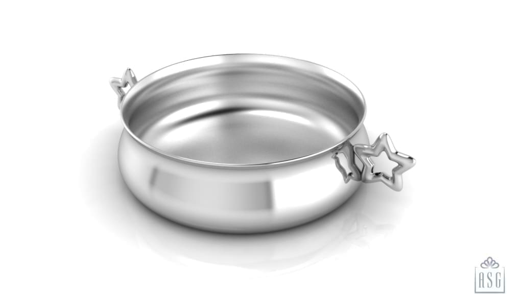 Silver Plated Bowl for Baby & Child - Star Handle Feeding Porringer