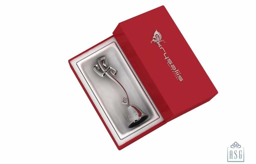 Silver Bell For Puja With Swastik Handle By Isvara Pooja Items