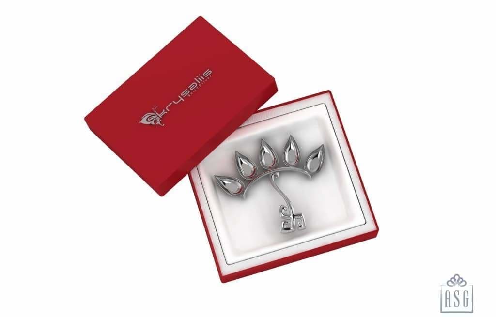 Silver Plated Swastik Five Diya For Pooja - Isvara Pooja Items