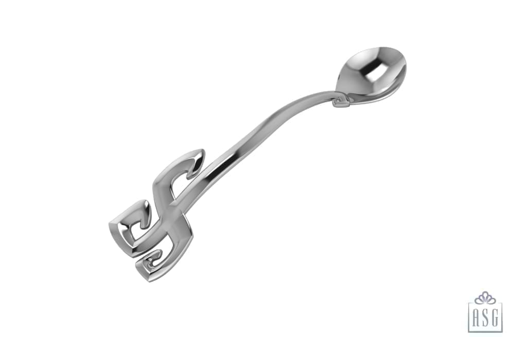 Silver Puja Spoon With Swastik Handle By Isvara Pooja Items
